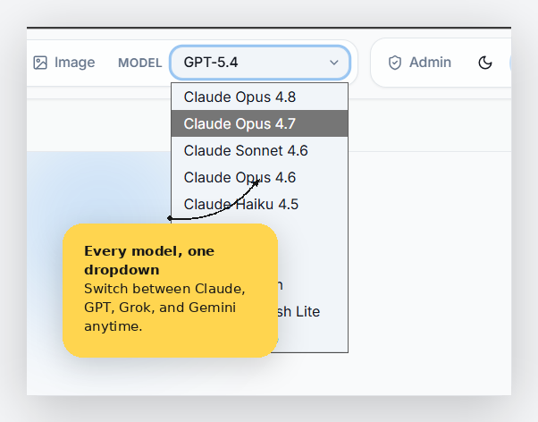 Bayaan model picker interface